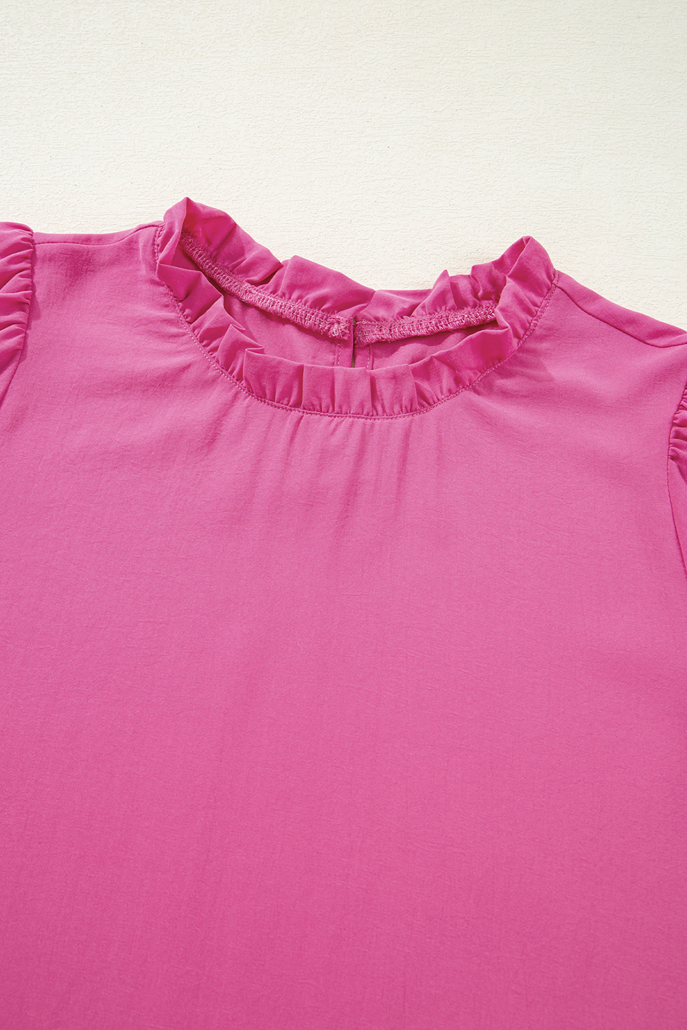 Rose Solid Color Smocked Puff Sleeve Blouse - Image 11