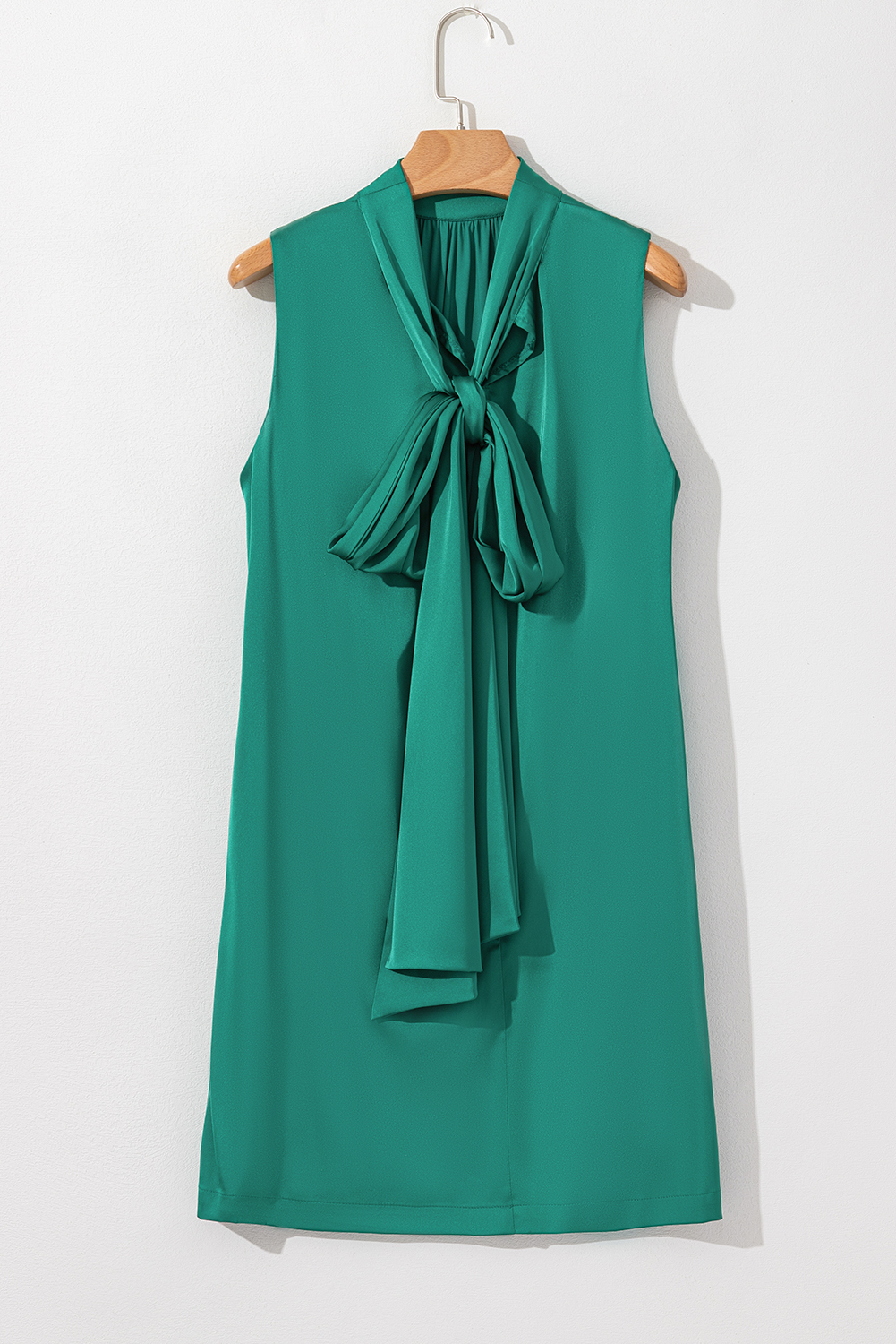 Evergreen Bow Tie Satin Shift Sleeveless Mini Dress - Image 6