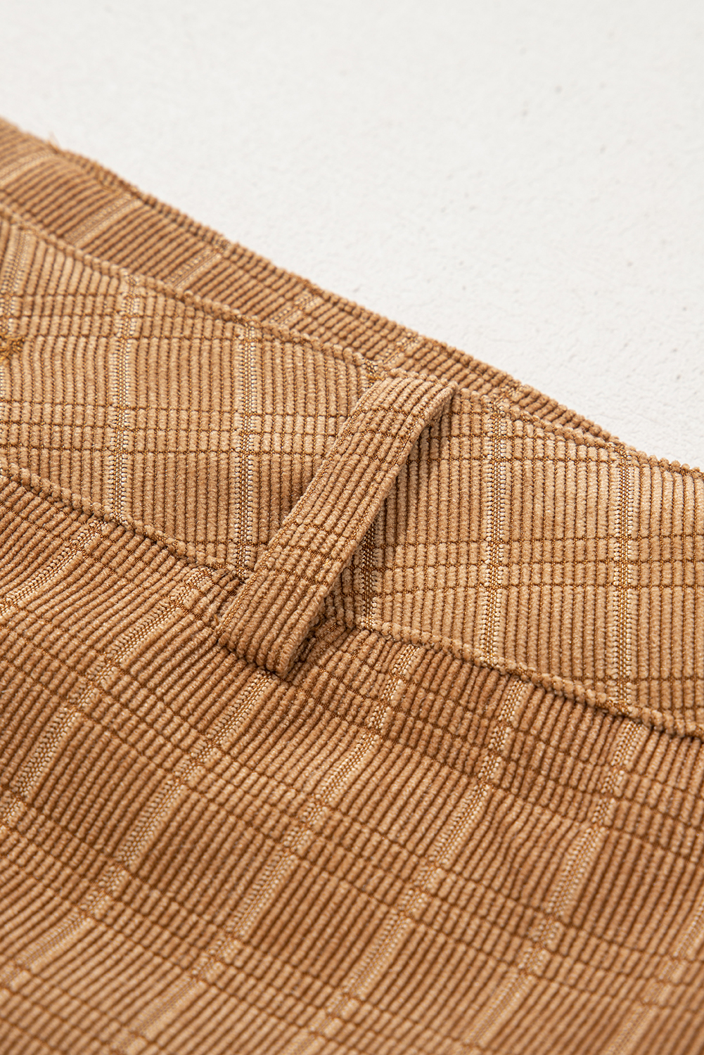 Grapefruit Orange Checkered Corduroy Flare High Waist Pants - Image 7