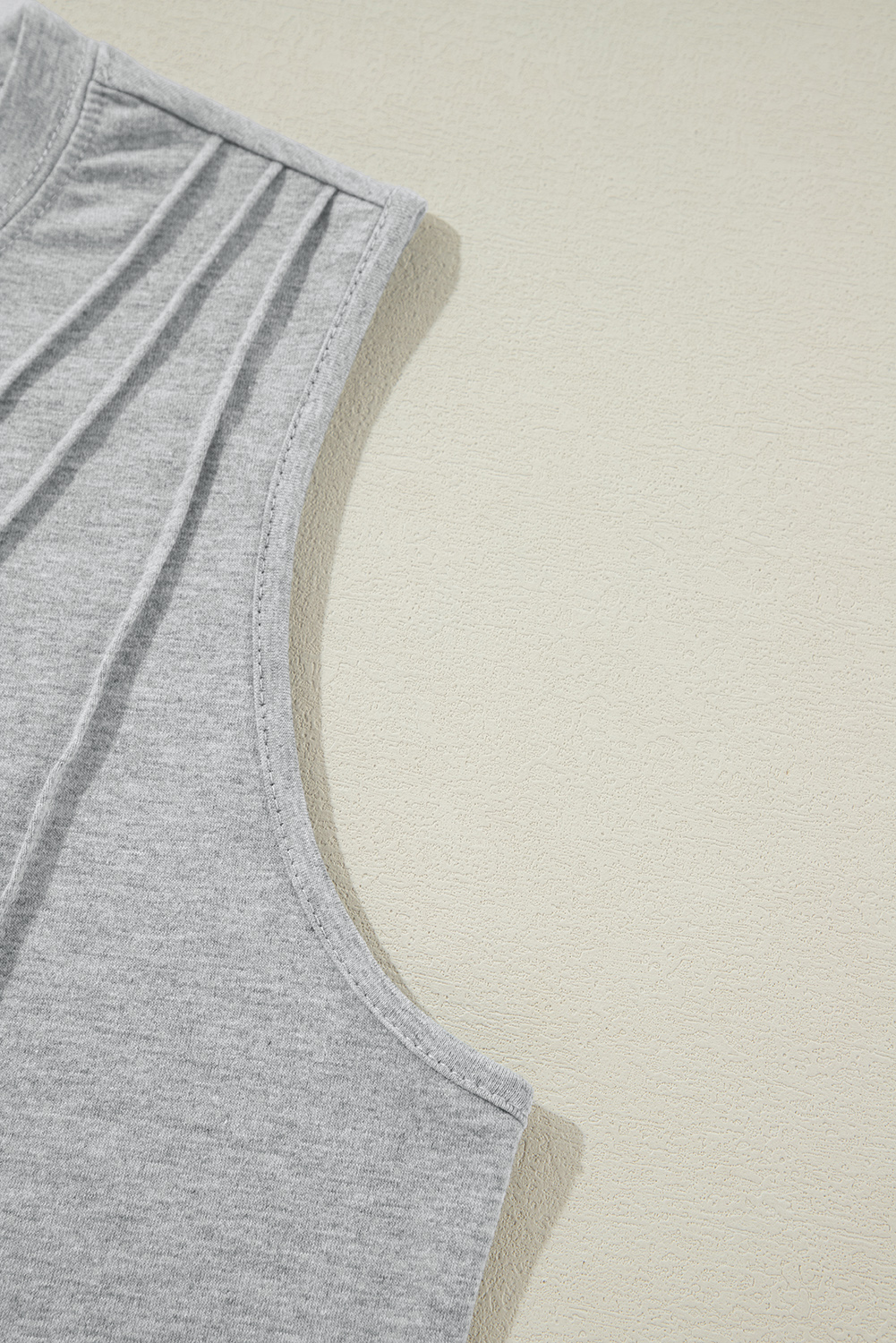 Gray Crew Neck Pleated Tank Top - Image 7