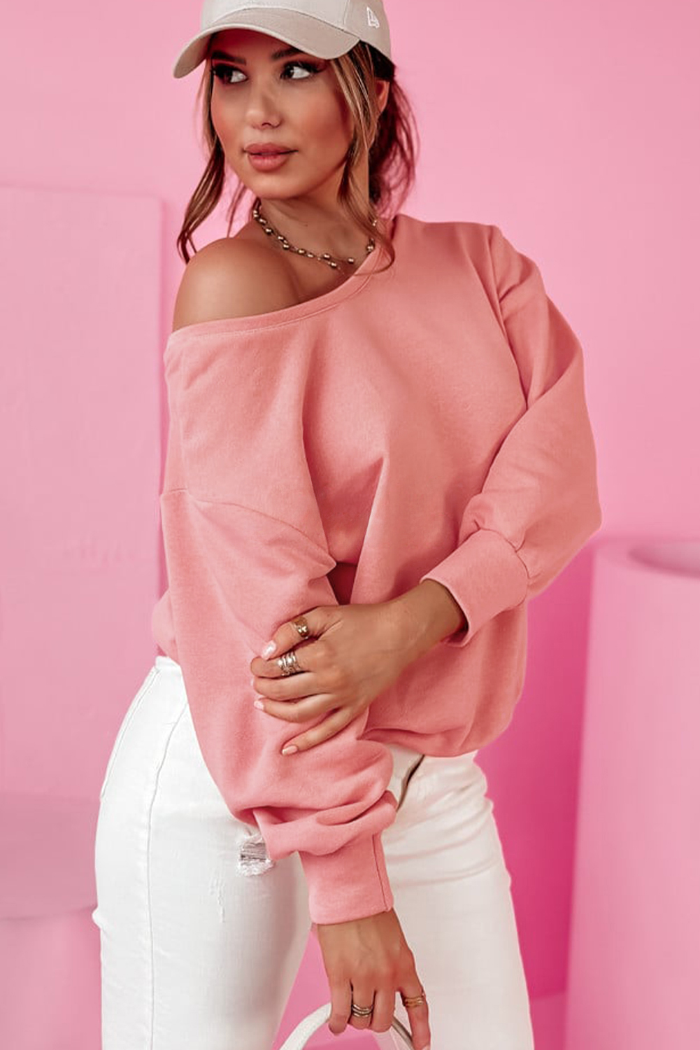 Pale Chestnut Bowknot Dewback Round Neck Sweatshirt - Image 4