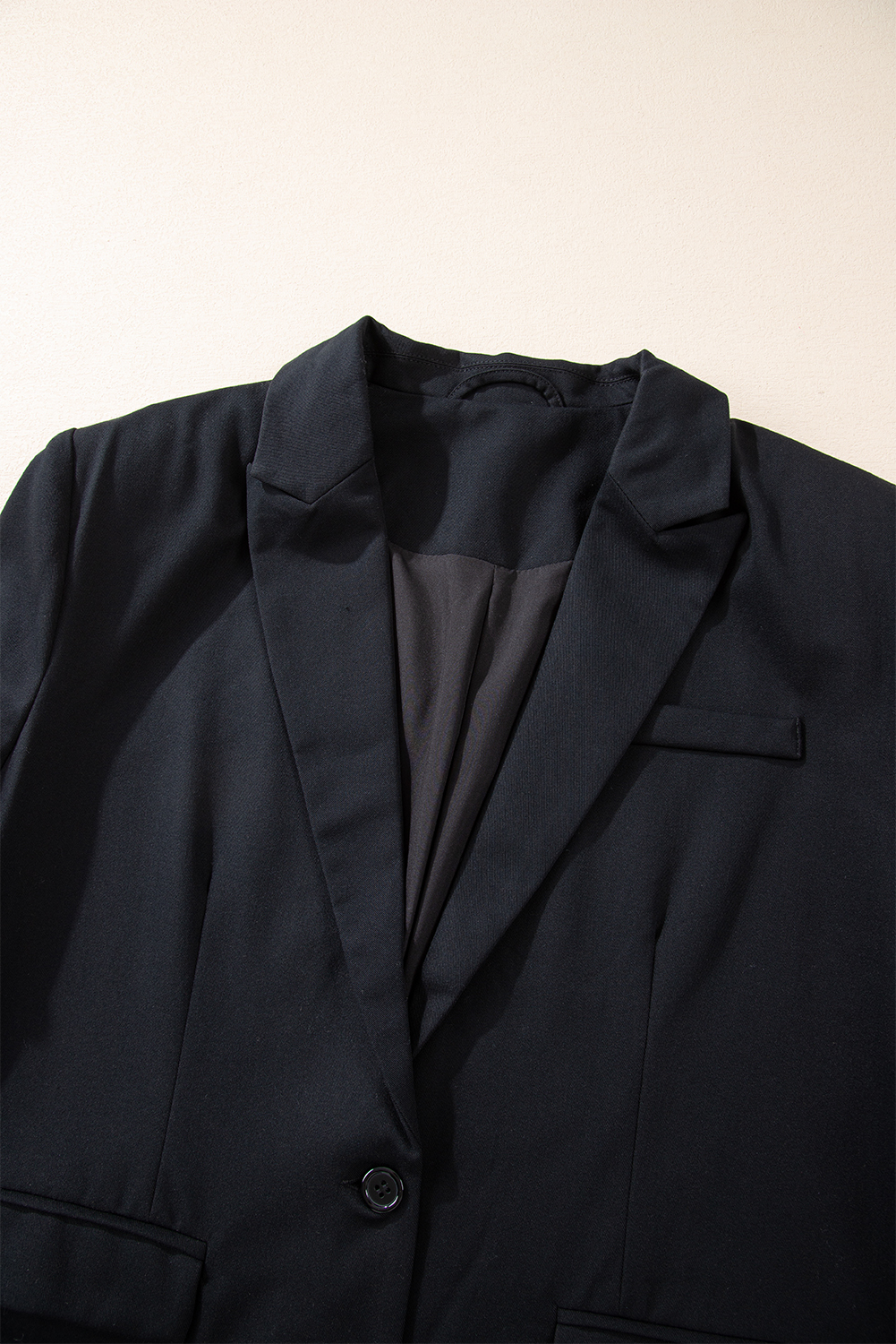 Black Lapel Flap Pocket Buttoned Blazer - Image 8