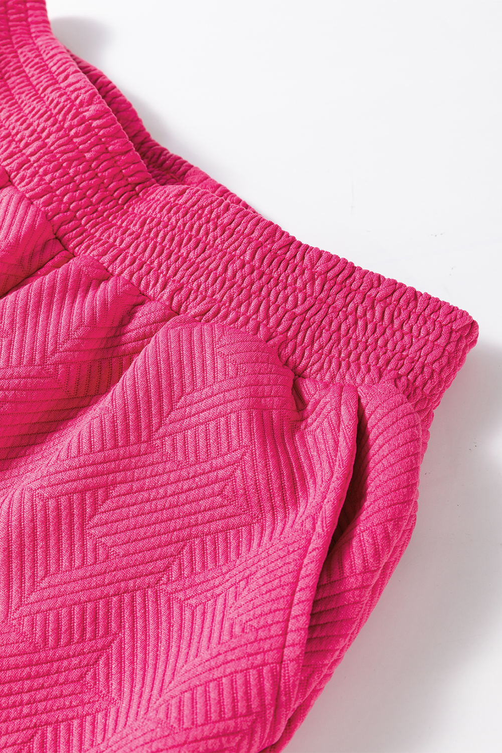 Rose Red Textured Puff Sleeve Top and Pants Set - Image 6