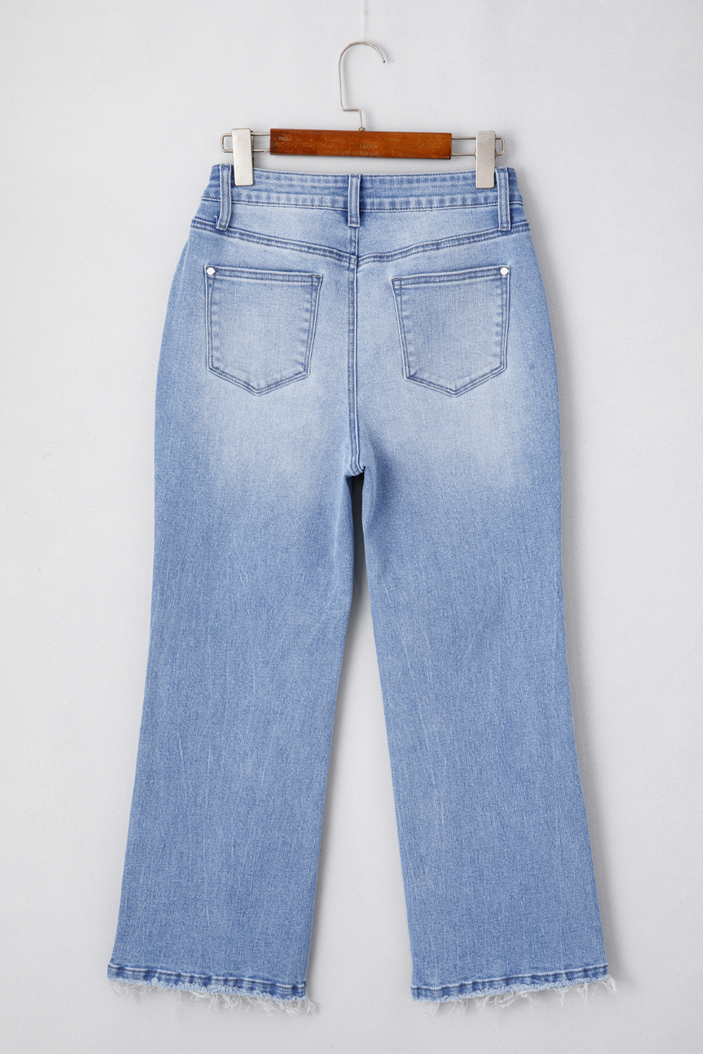 Beau Blue Mineral Wash Raw Hem High Waist Flared Jeans - Image 4