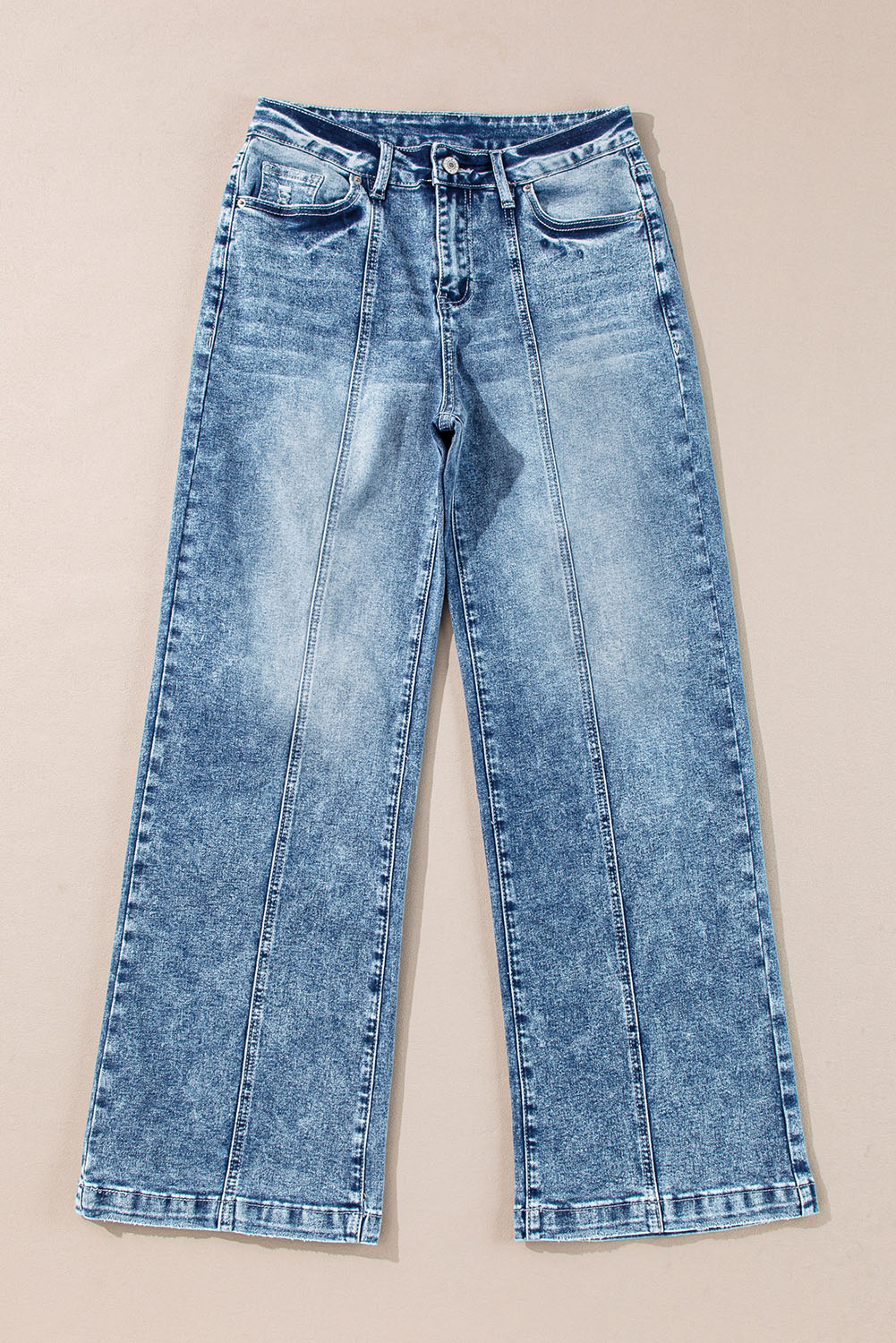 Dusk Blue Central Seamed Wide Leg High Waist Jeans - Image 5