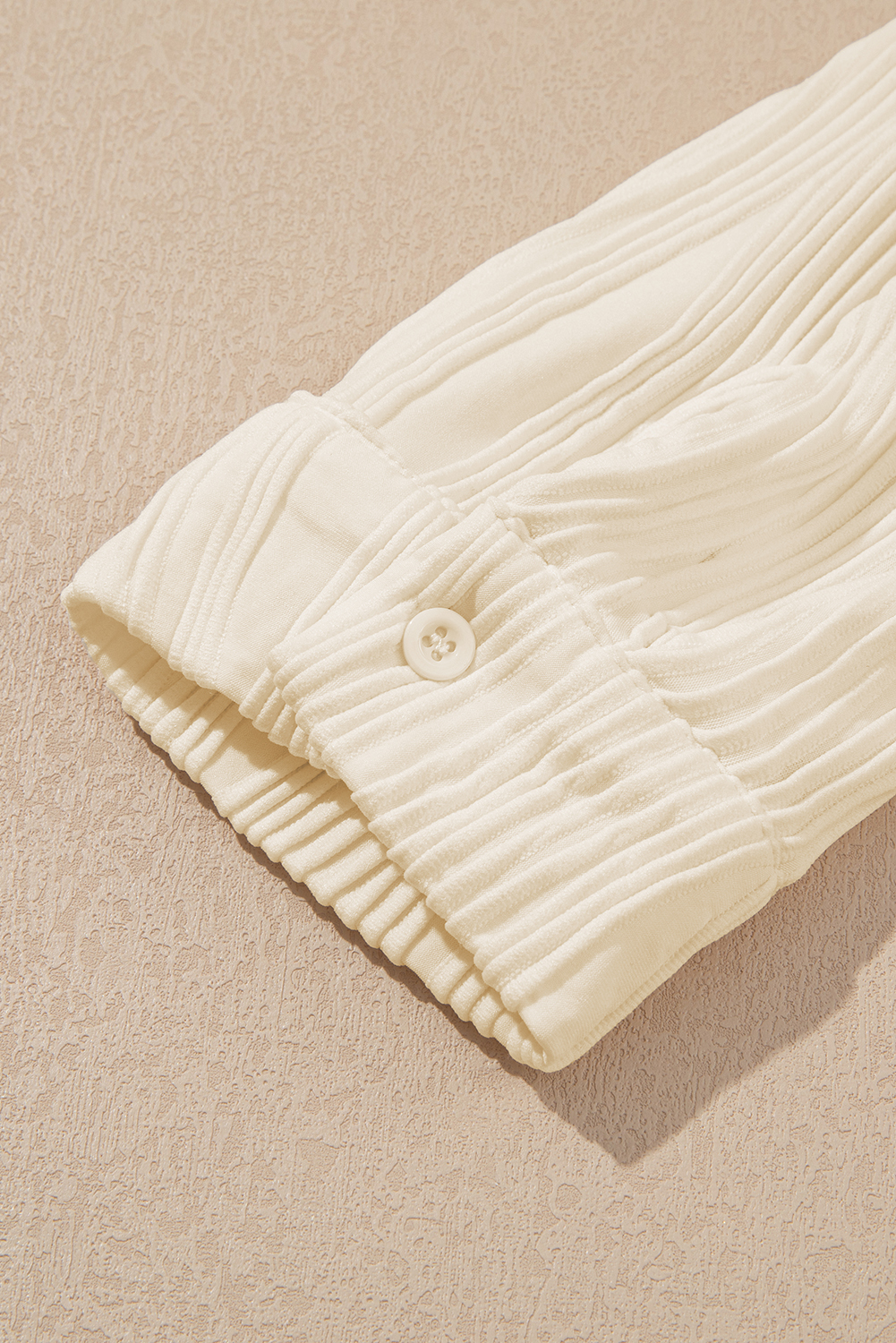 Apricot Solid Textured Buttoned Turn Down Collar Shirt - Image 8