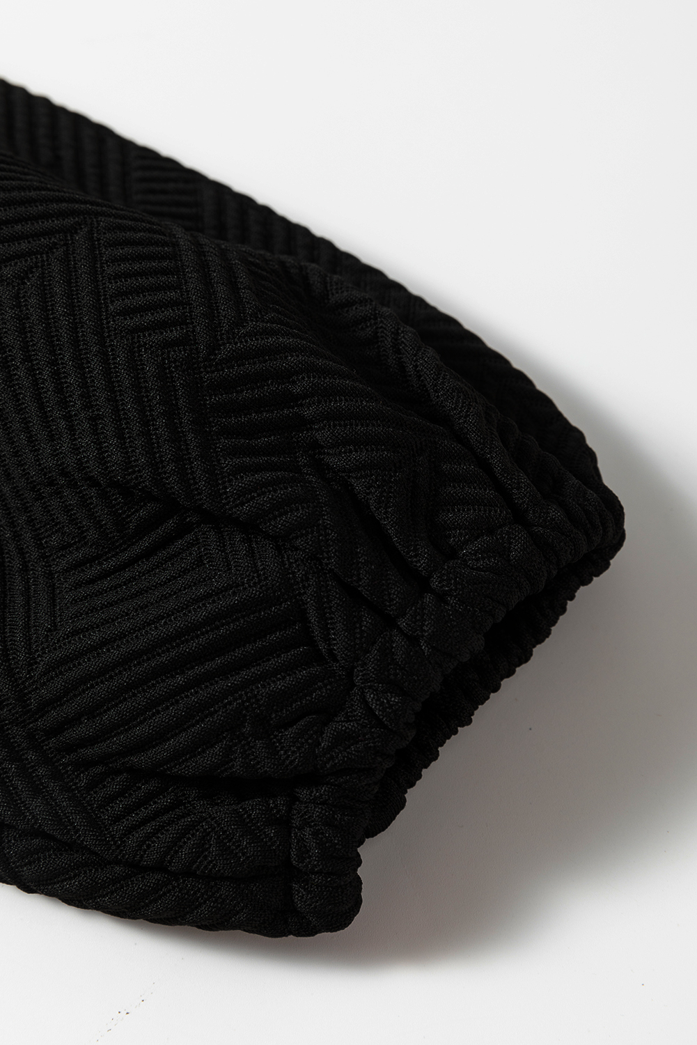 Black Textured Puff Sleeve Top and Pants Set - Image 7