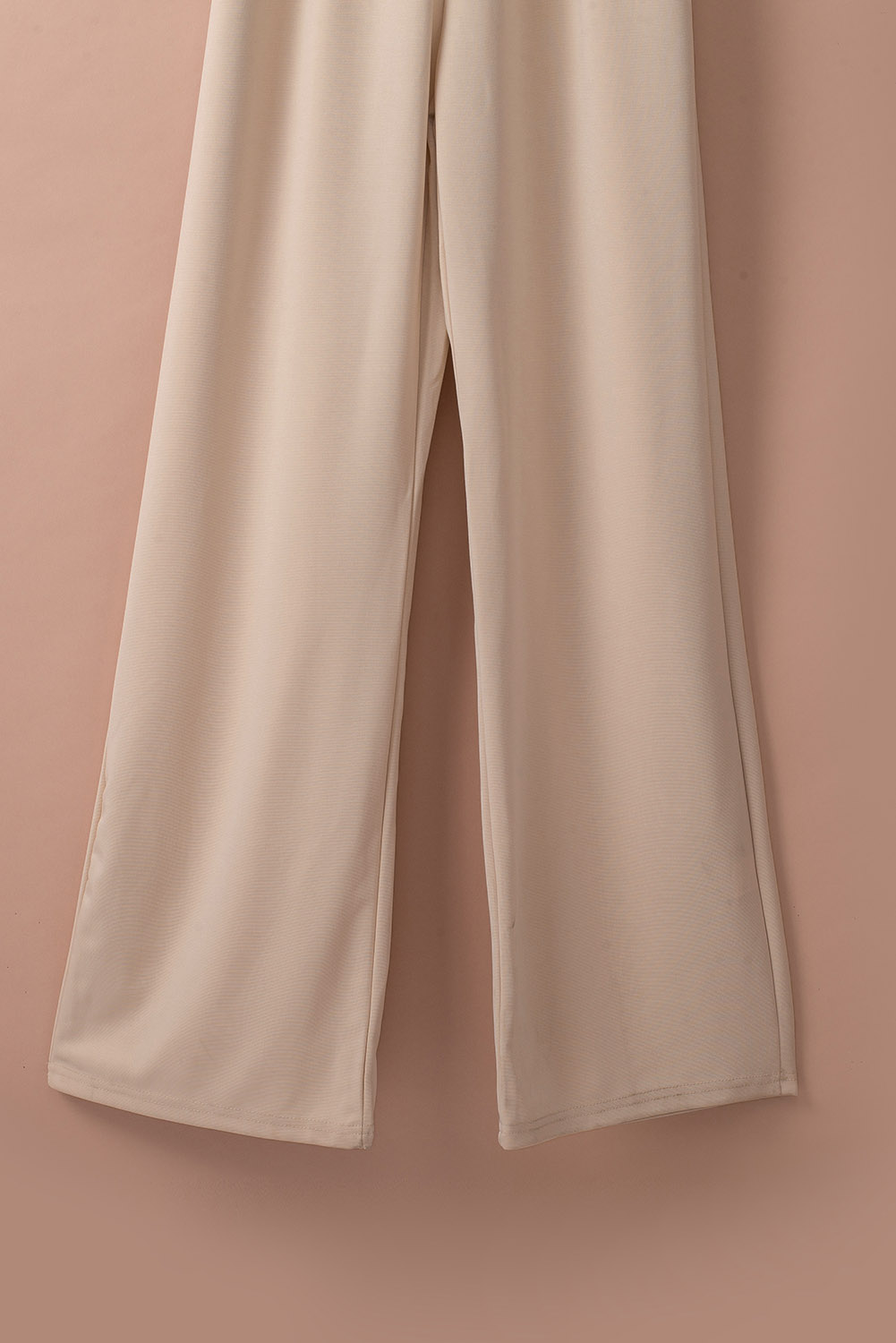 Apricot Bracelet Sleeve Waist Tie Wide Leg Jumpsuit - Image 8