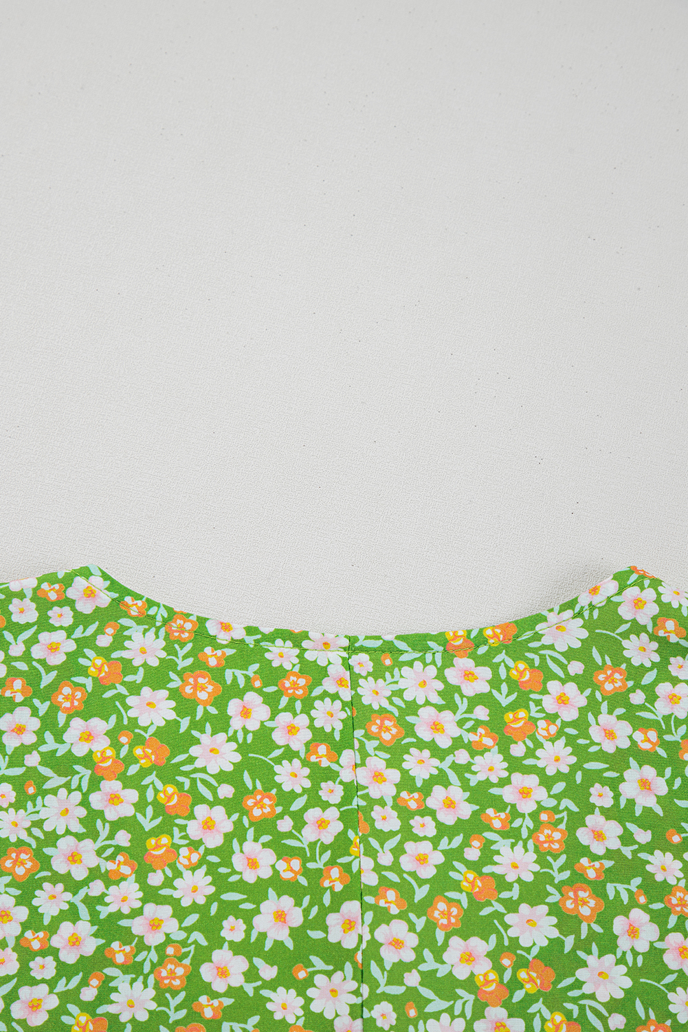 Green Floral Print Ruffle Sleeve V Neck Blouse Top - Image 8