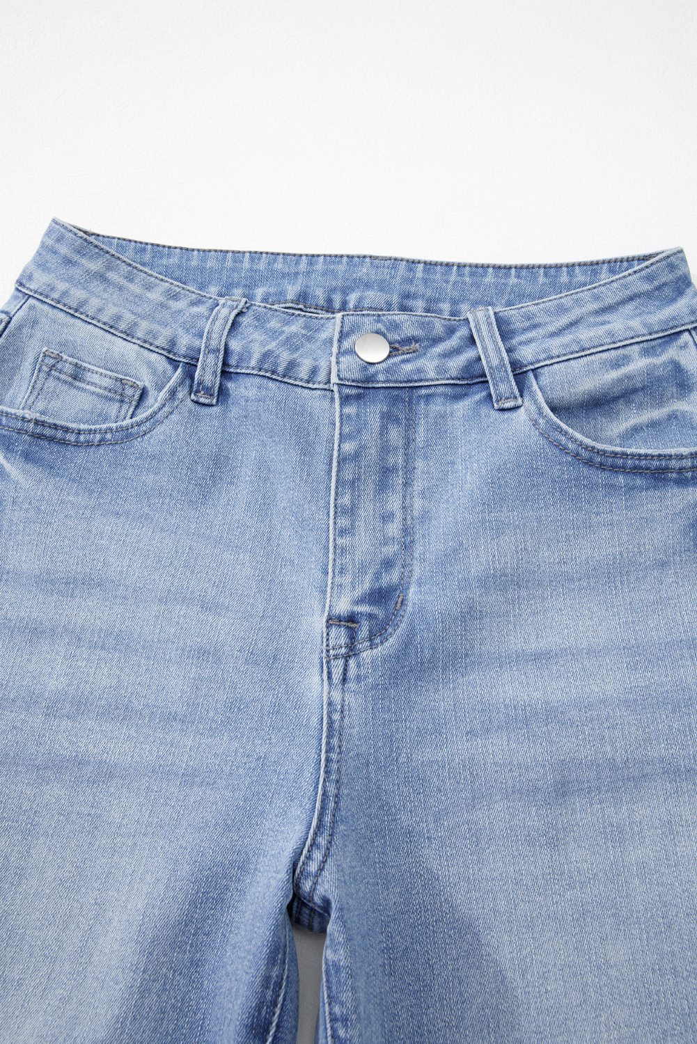 Beau Blue Mineral Wash Raw Hem High Waist Flared Jeans - Image 5