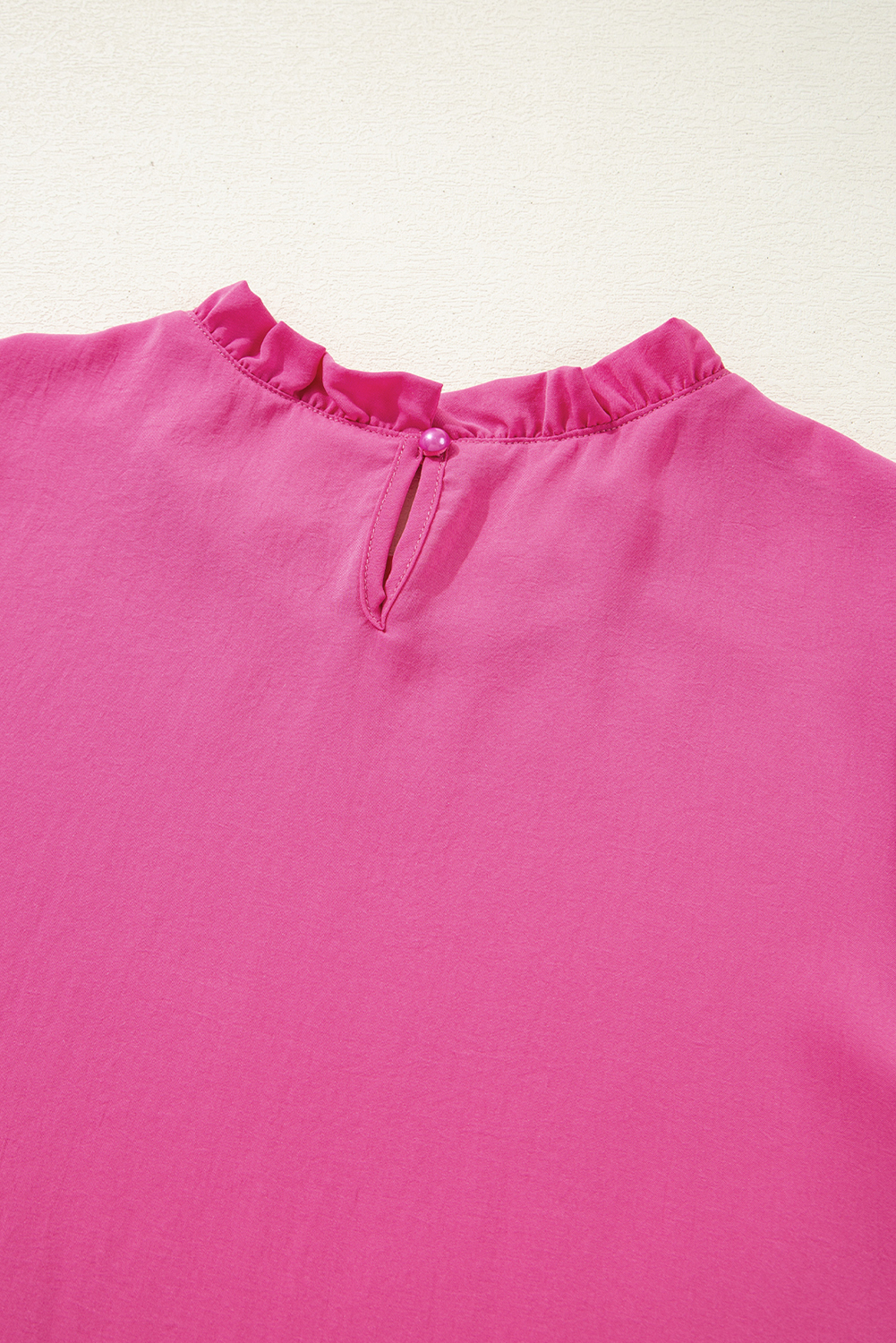 Rose Solid Color Smocked Puff Sleeve Blouse - Image 12