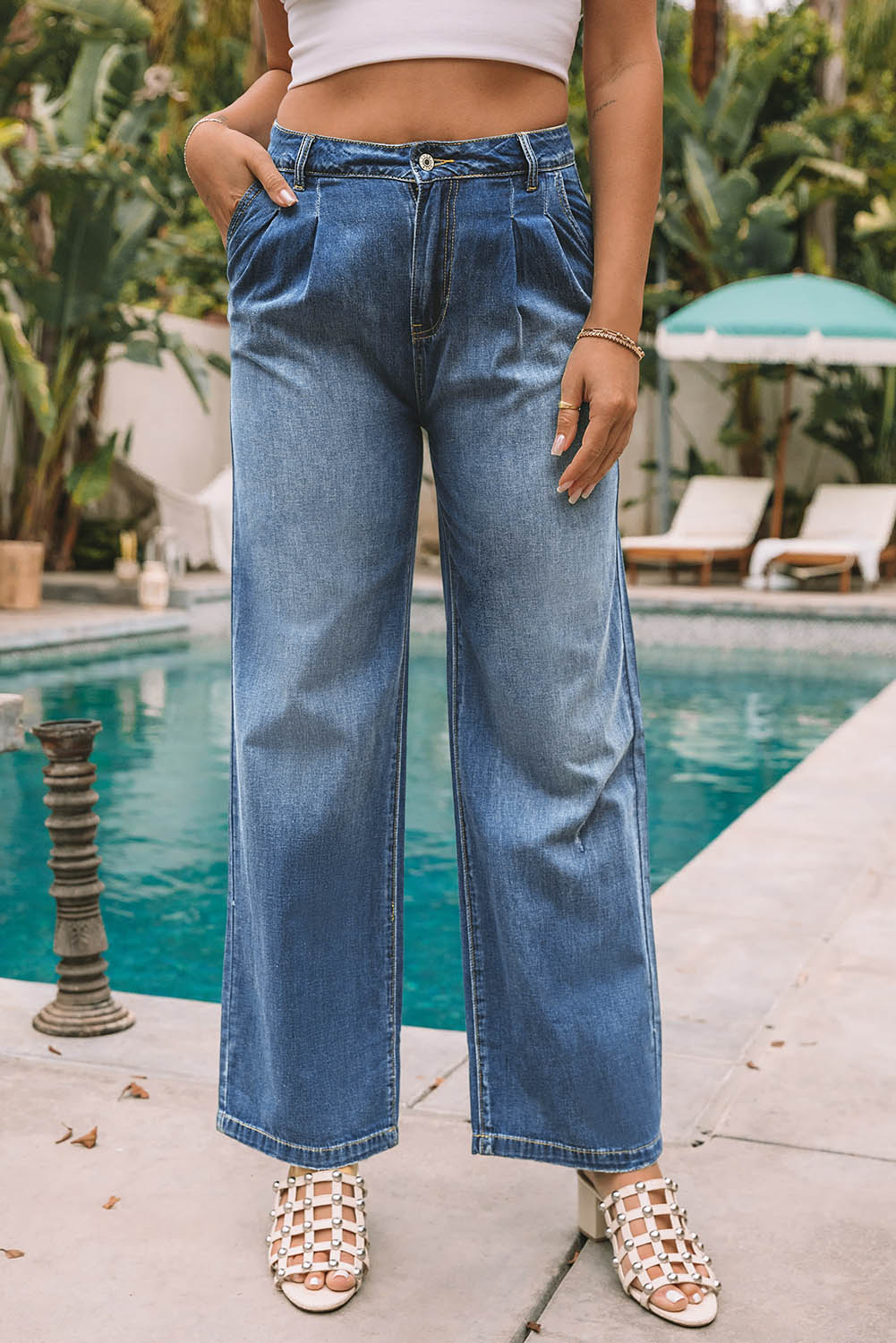 Blue Slouchy Wide Leg Jeans - Image 7