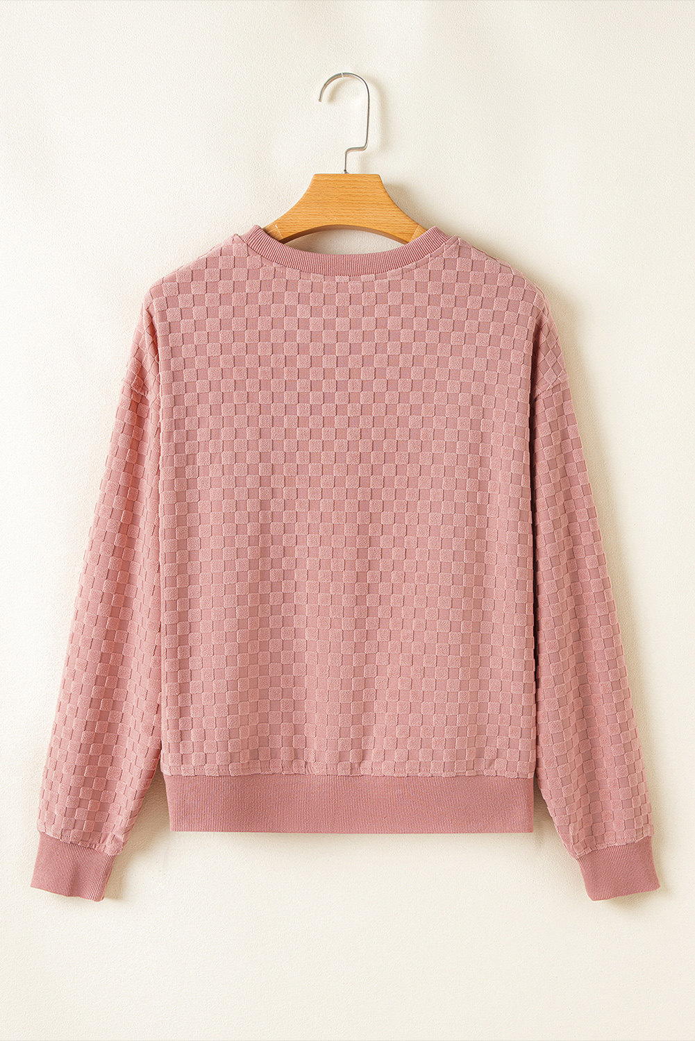 Blossom Checkered Textured Long Sleeve Top and Shorts Set - Image 6