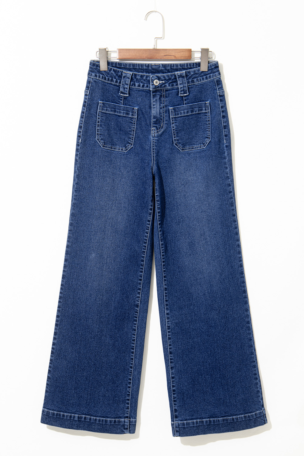 Sail Blue Wide Leg Pocketed High Waist Jeans - Image 4