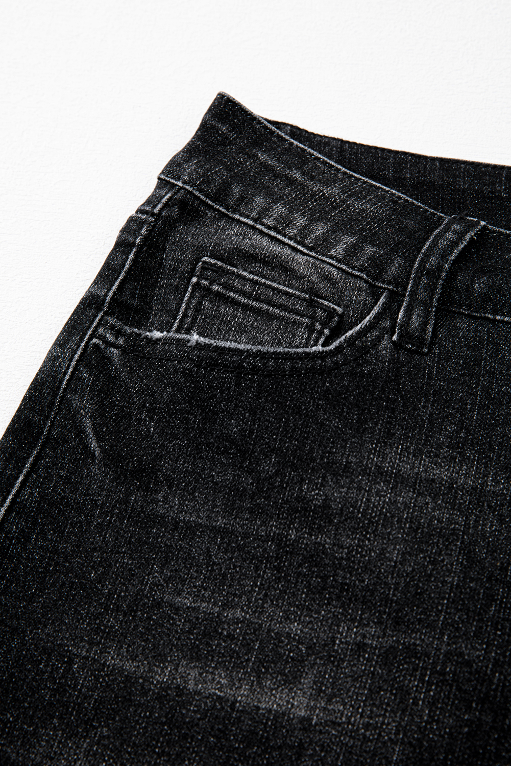 Carbon Grey Mineral Wash Raw Hem High Waist Flared Jeans - Image 6