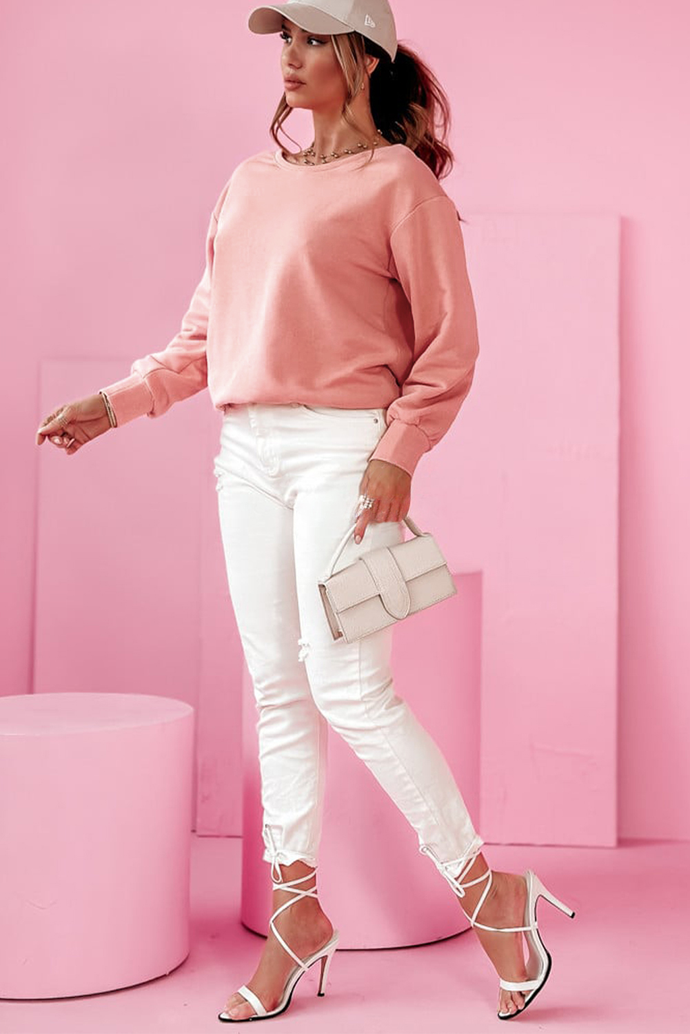 Pale Chestnut Bowknot Dewback Round Neck Sweatshirt - Image 6