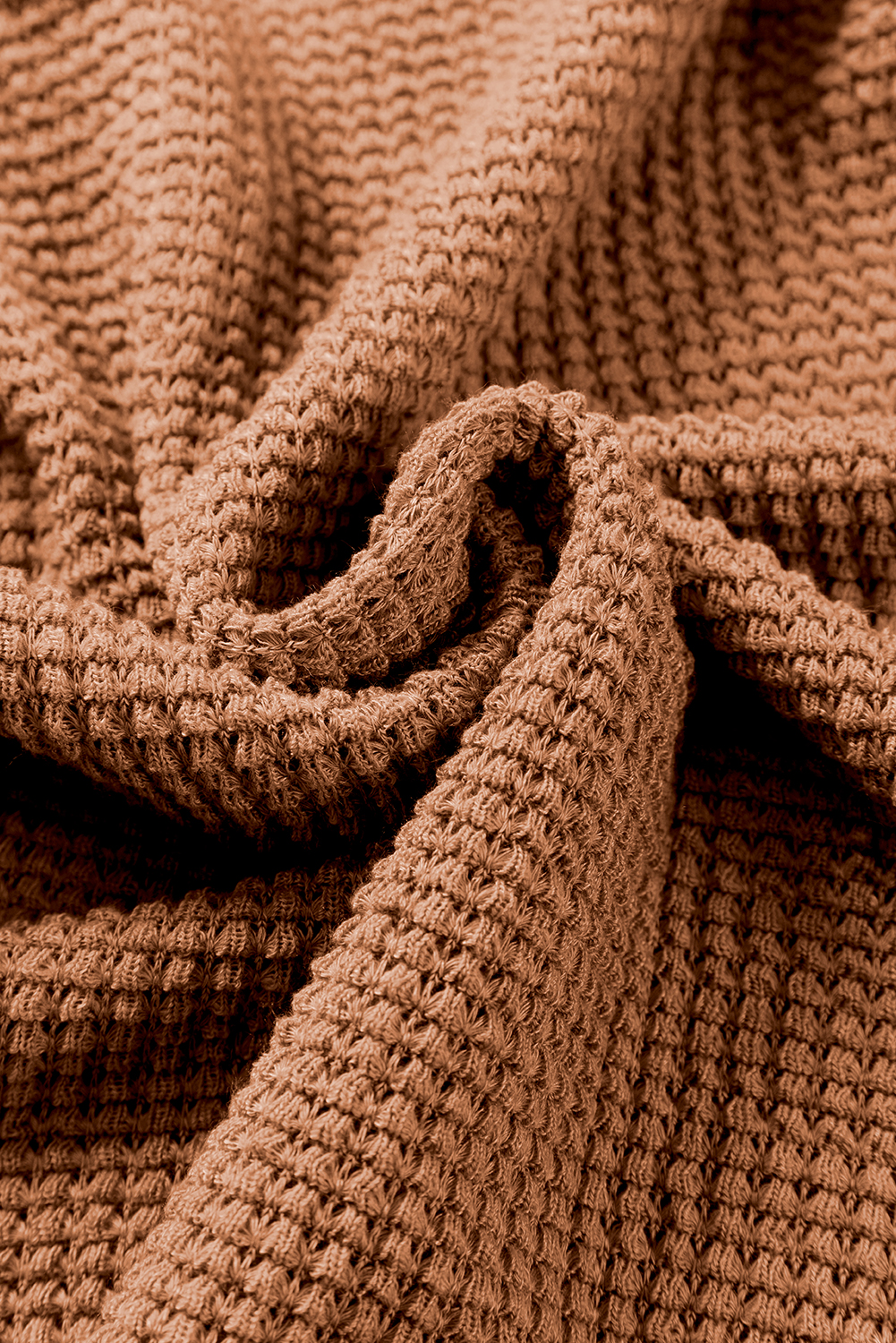 Chestnut Solid Color Textured Buttoned Gigot Sleeve Top - Image 8