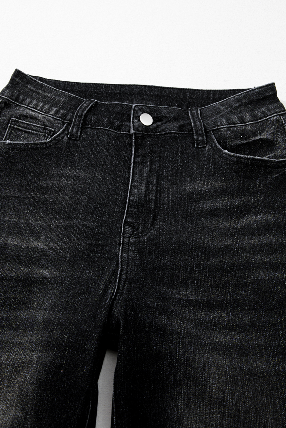 Carbon Grey Mineral Wash Raw Hem High Waist Flared Jeans - Image 5