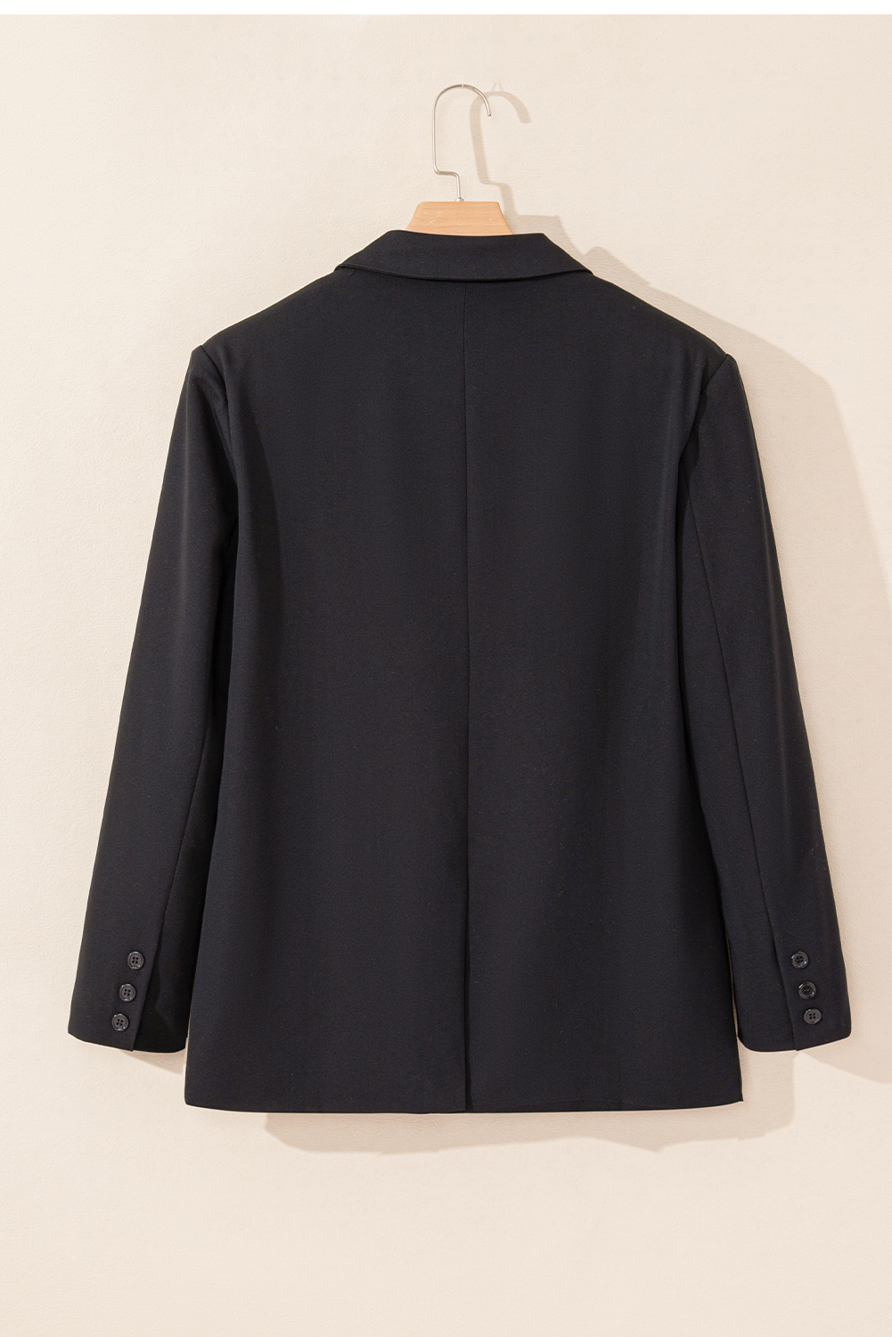 Black Lapel Flap Pocket Buttoned Blazer - Image 7