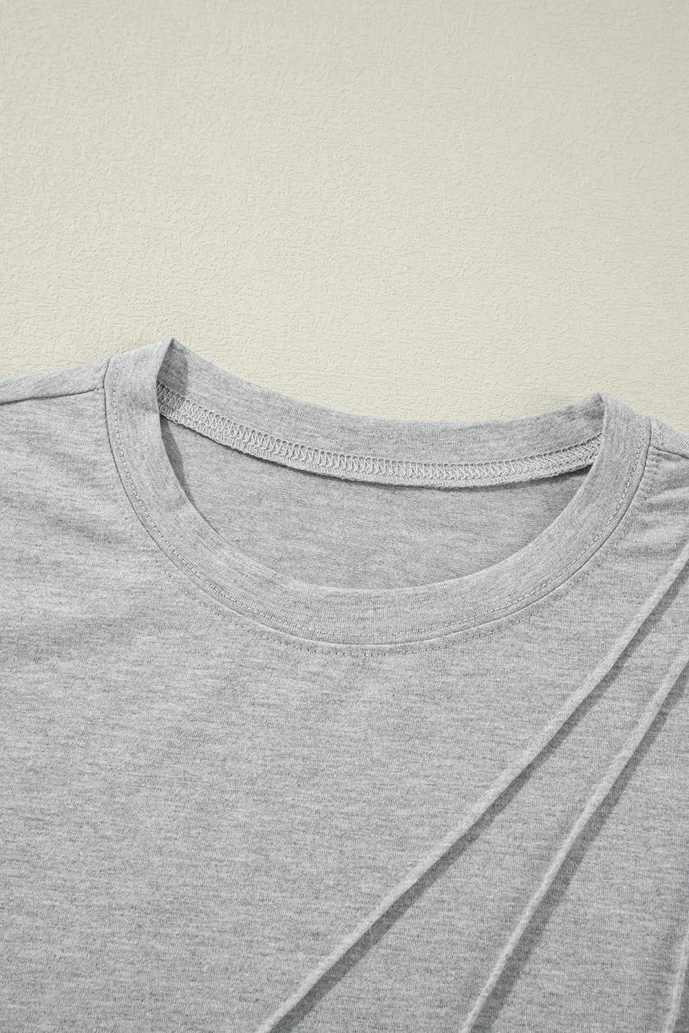 Gray Crew Neck Pleated Tank Top - Image 6