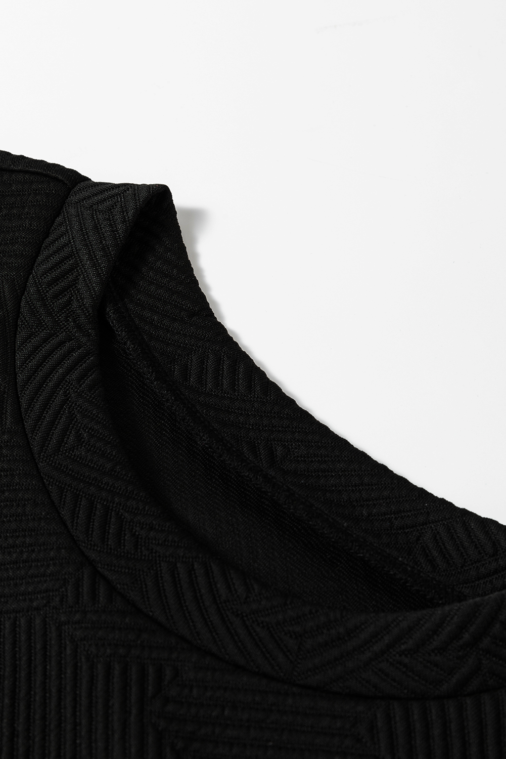Black Textured Puff Sleeve Top and Pants Set - Image 6