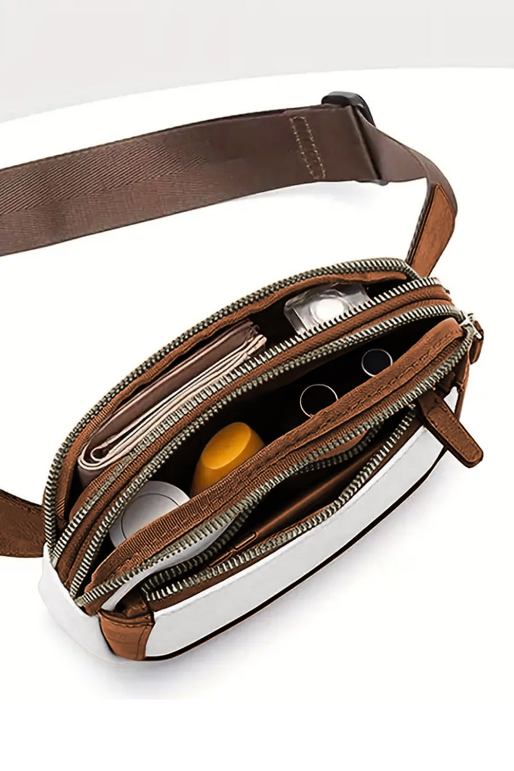 White Adjustable Strap Mini PU Leather Crossbody Bag - Image 6