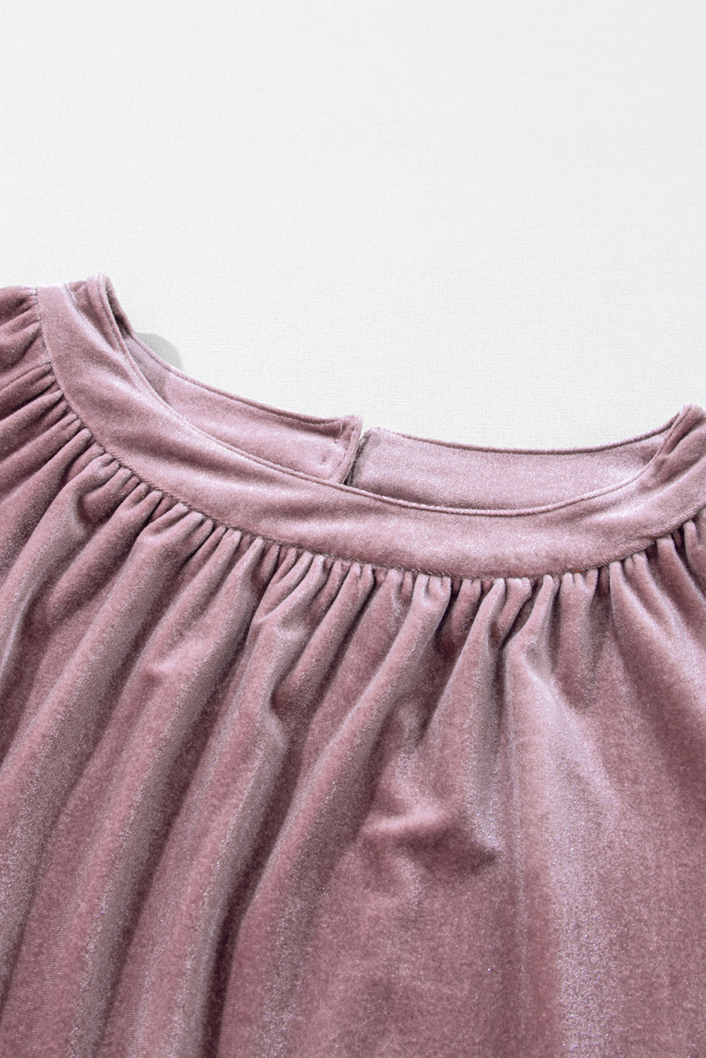 Rose Tan Button Keyhole Back Velvet Swing Top - Image 8