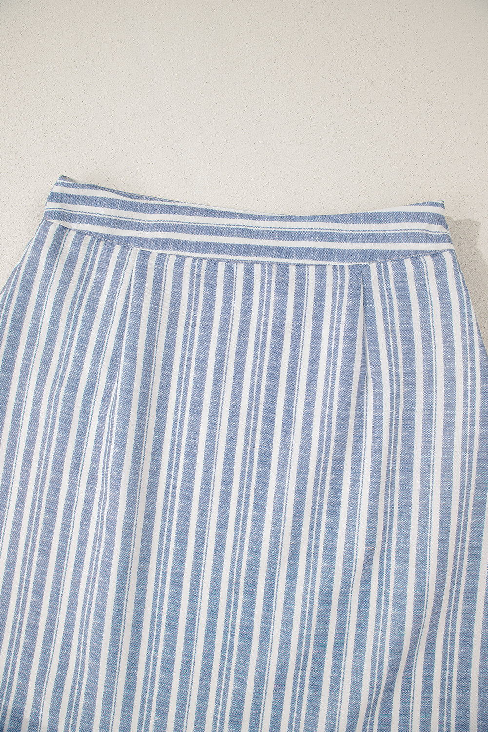 Sky Blue Stripe Buttoned Office Waistcoat Mini Skirt Set - Image 6