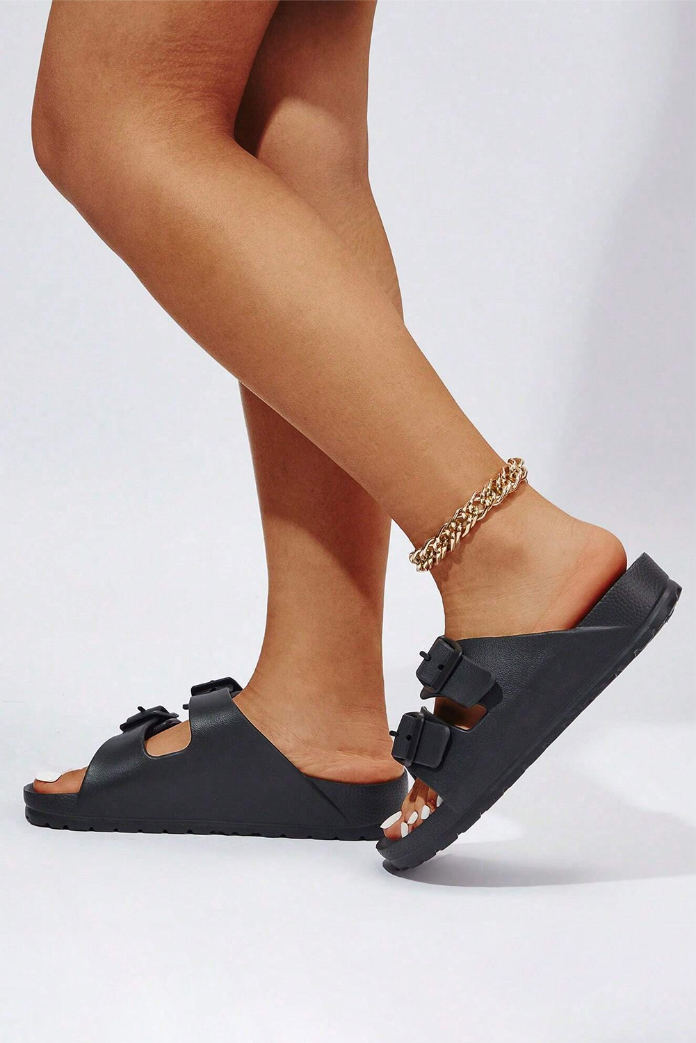 Black Double-buckle EVA Slippers - Image 8