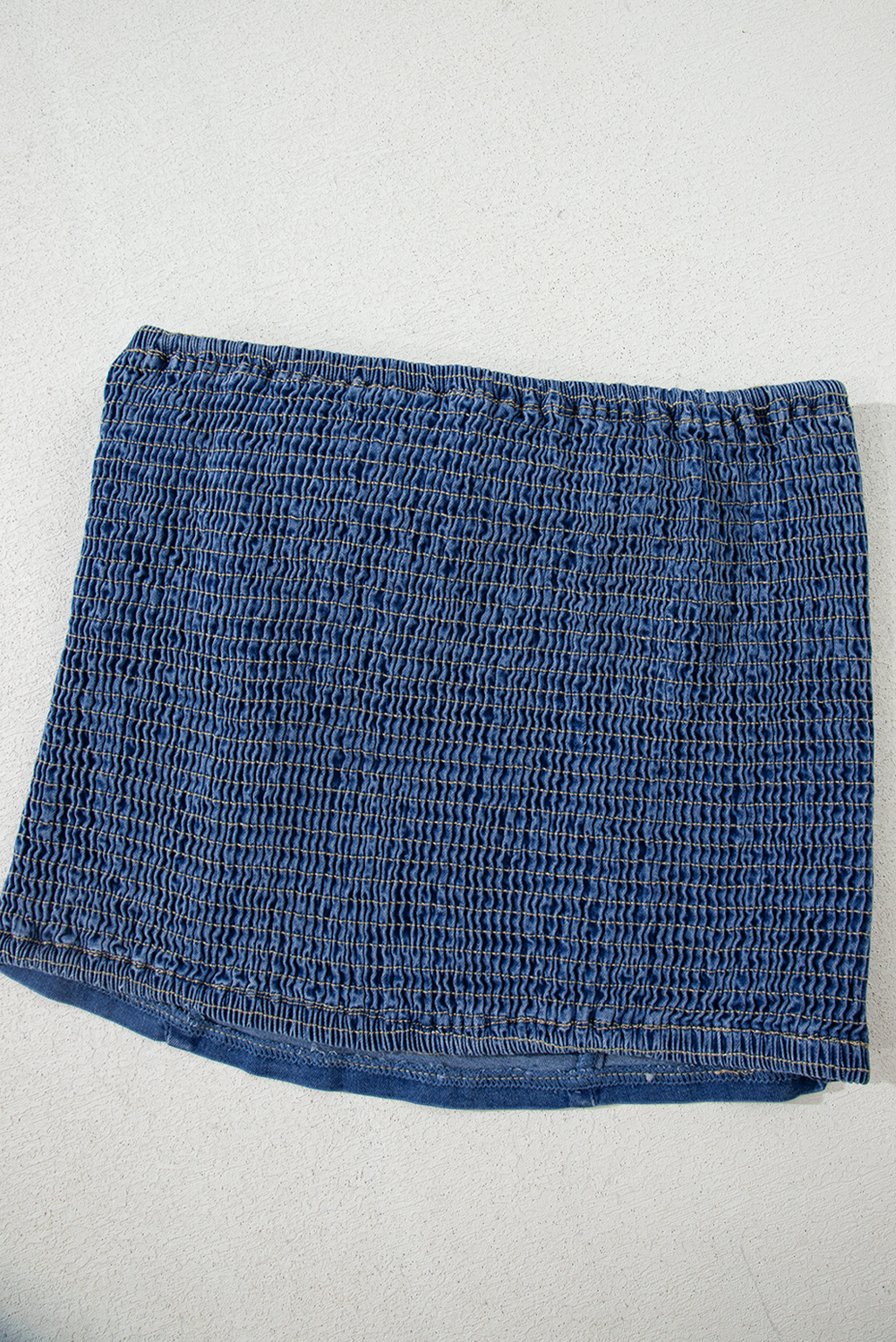 Sail Blue Vintage Bow Front Smocked Back Denim Tube Top - Image 14