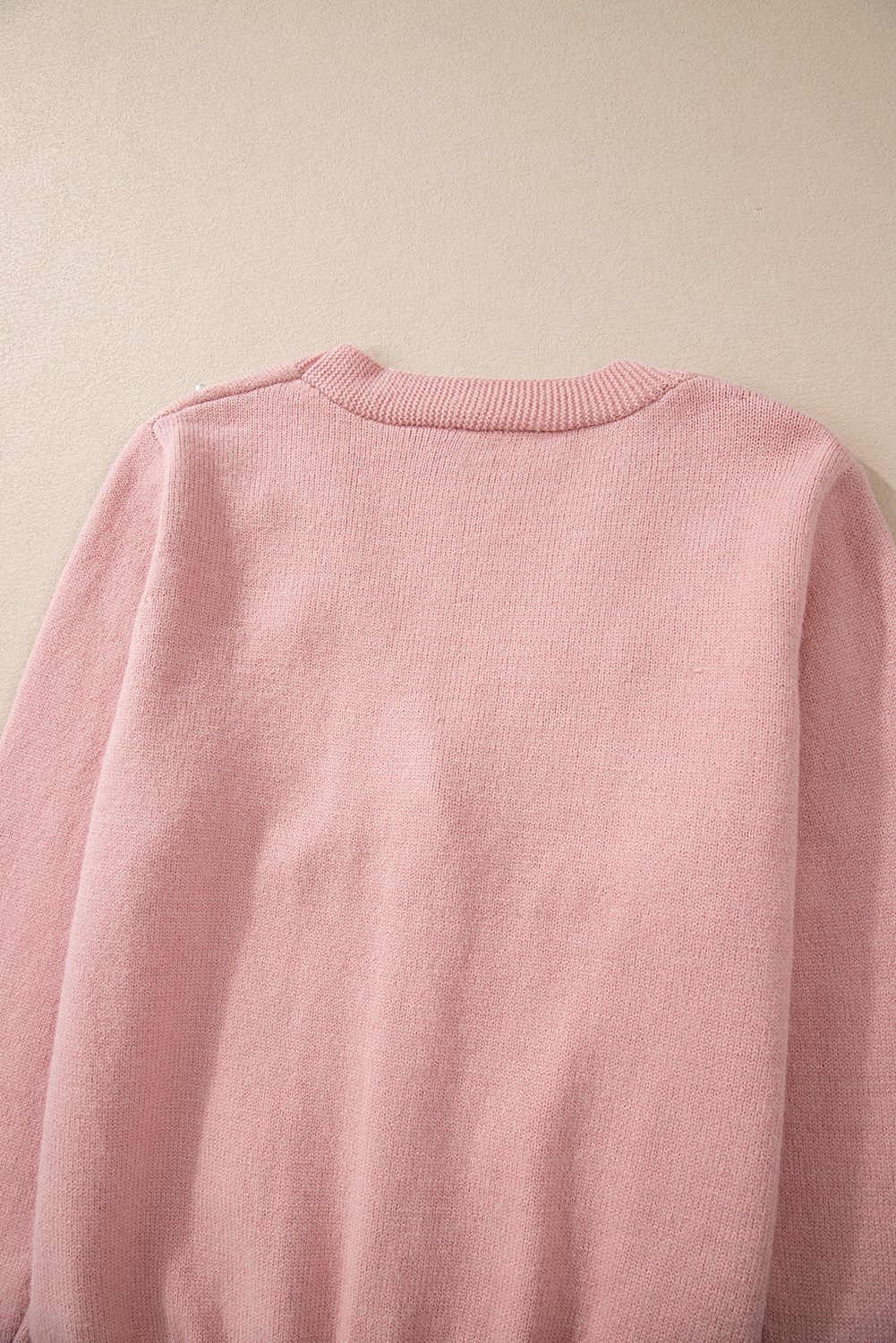 Sepia Rose Textured Knit Pearl Beaded Button Up Cardigan - Image 8