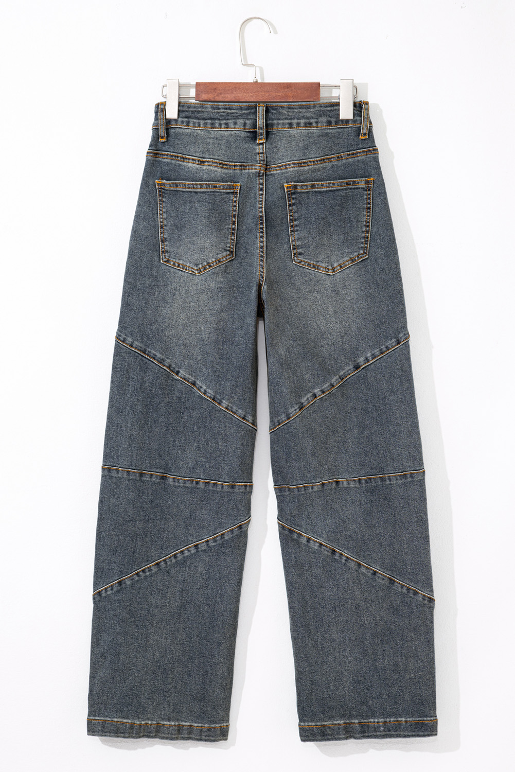 Sail Blue Exposed Stitching Loose Straight High Waist Jeans - Image 7
