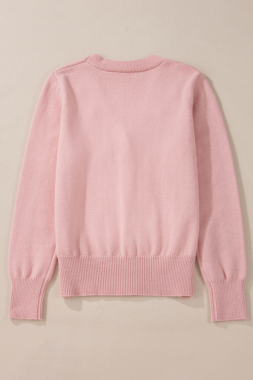 Sepia Rose Textured Knit Pearl Beaded Button Up Cardigan - Image 7