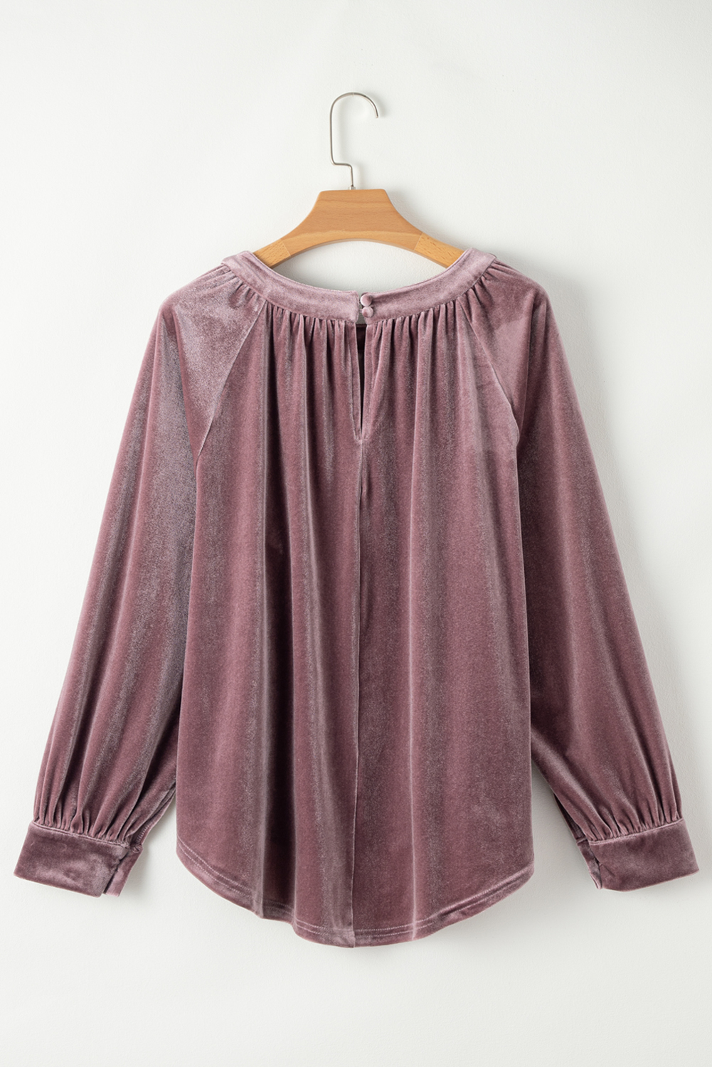 Rose Tan Button Keyhole Back Velvet Swing Top - Image 6