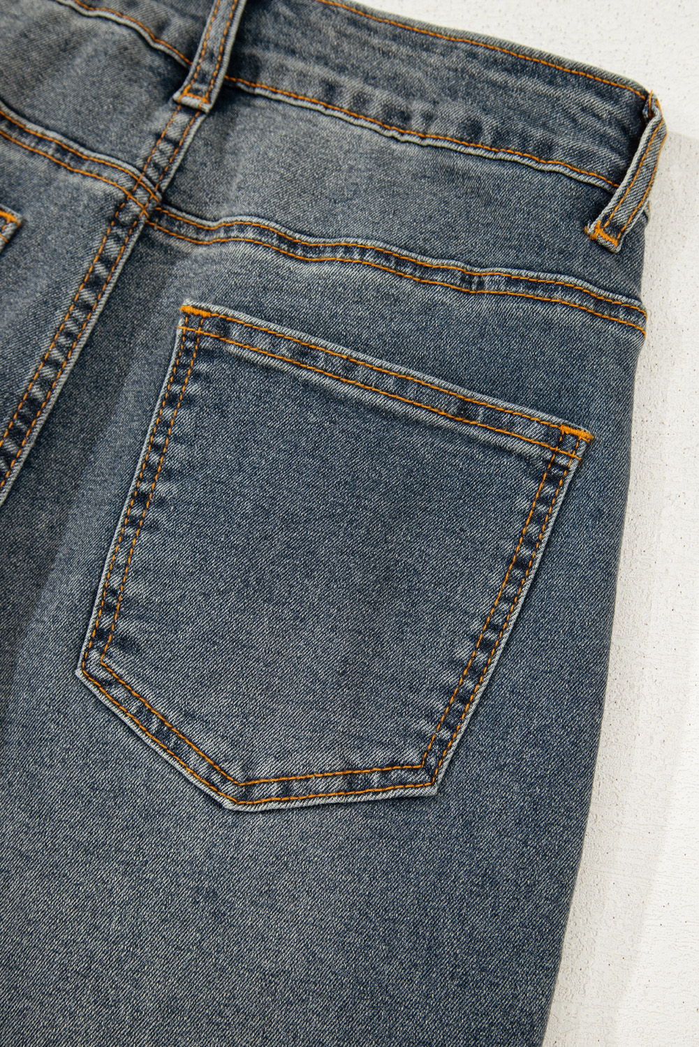 Sail Blue Exposed Stitching Loose Straight High Waist Jeans - Image 8