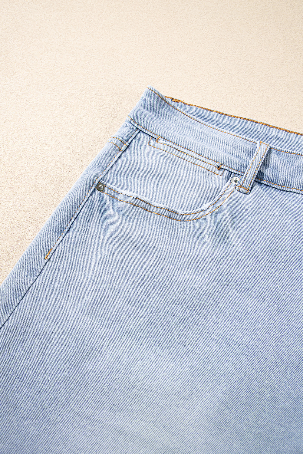 Beau Blue Folded Edge High Waist Plus Size Denim Shorts - Image 8