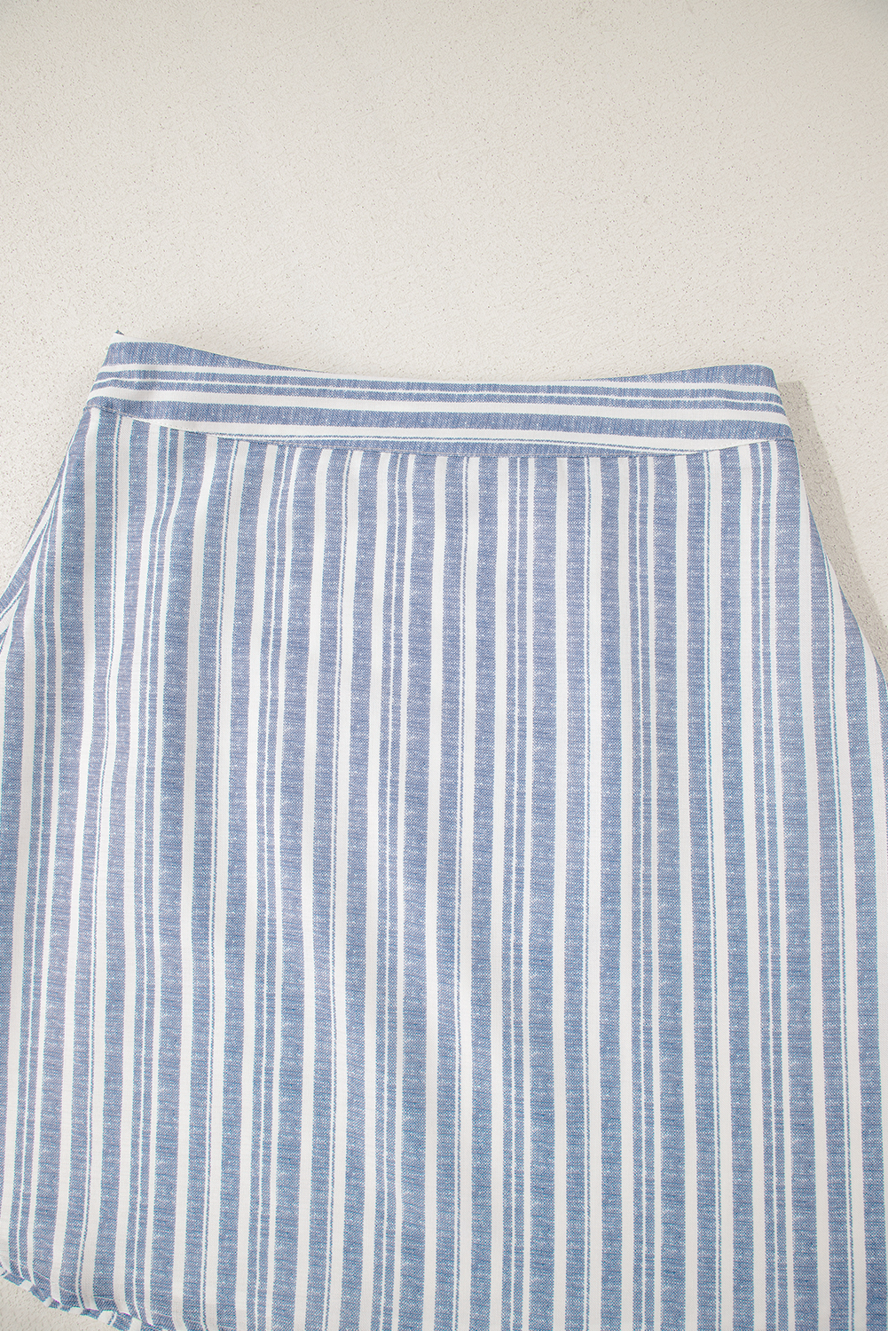 Sky Blue Stripe Buttoned Office Waistcoat Mini Skirt Set - Image 8